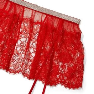 Victoria's Secret Shine Strap Garter Belt with Lace Skirt